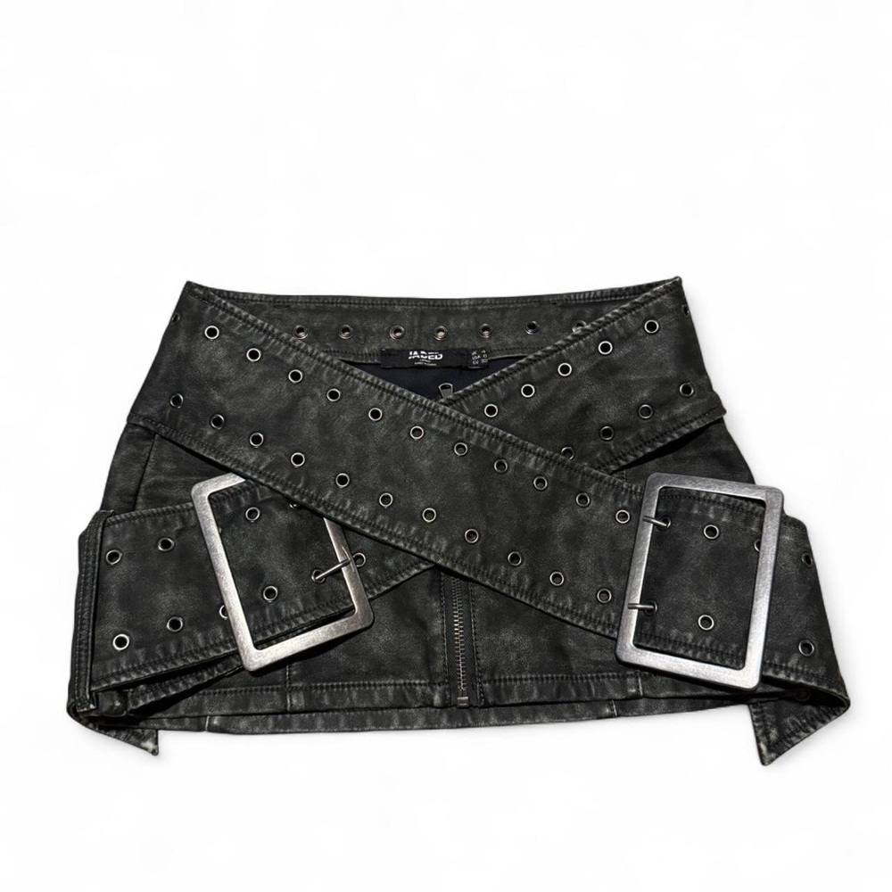 Jaded London Chic Black and Silver Skirt with Belt Accent